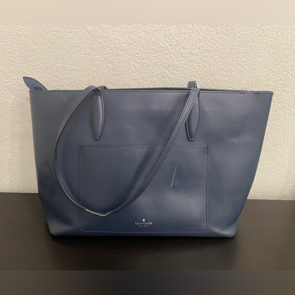 Kate Spade Shoulder Bag Tote Blue Large Handbag Purse‎ - Picture 1 of 10